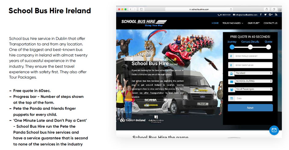 School Bus Hire Ireland - Website User Experience