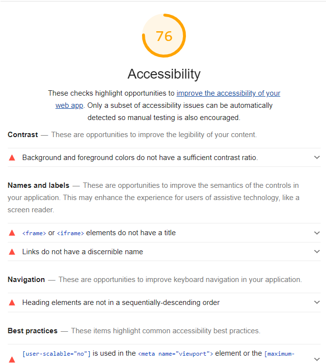 Accessibility Audit - Lighthouse - 2